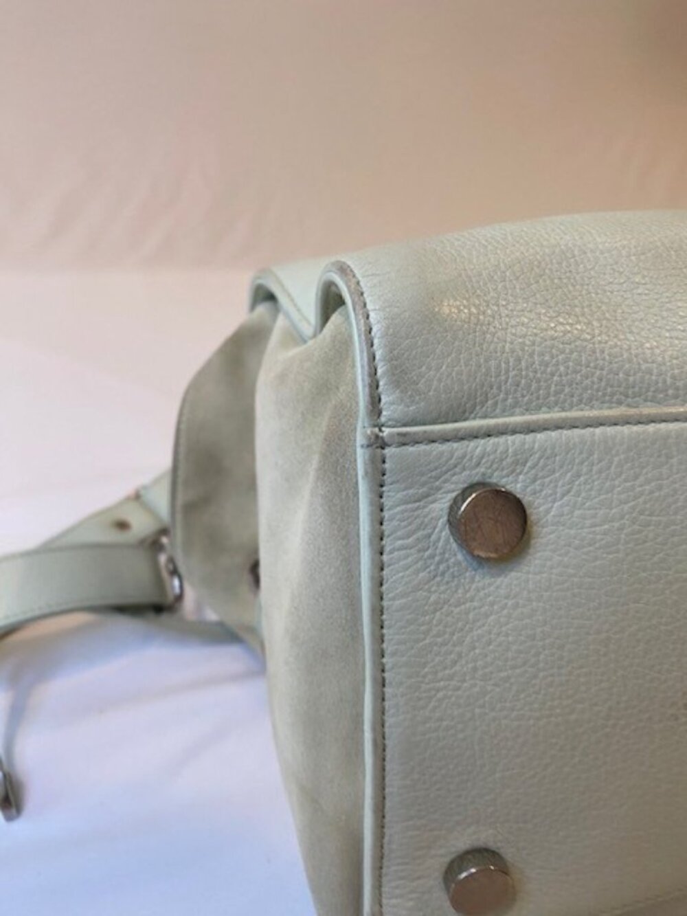 Jimmy Choo Rosalie Leather & Suede 2 Way Crossbody Tote Bag Light Green - Picture 9 of 16